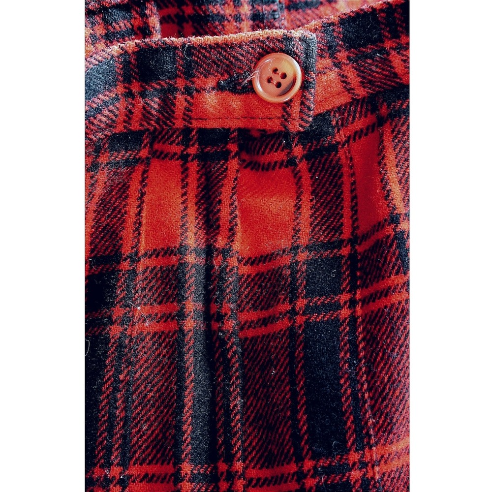 Vtg Pendleton Plaid Pleated Midi‎ Skirt Women Size 12 Red Black Wool Turnabout - Picture 4 of 8